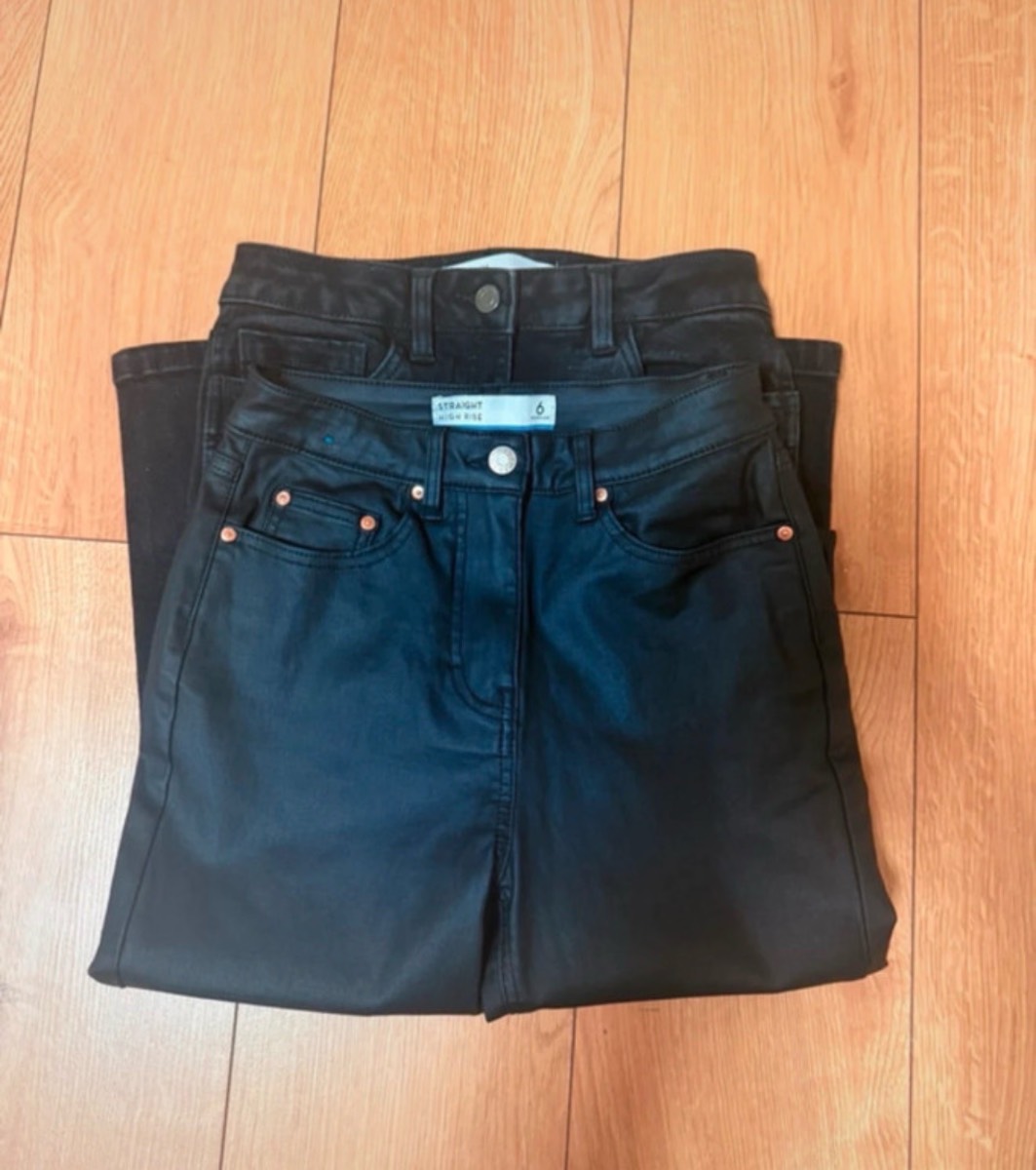 NEXT Black Leather Trousers regular fit straight high-rise Black Cropped Slim Fit Jeans mid-rise