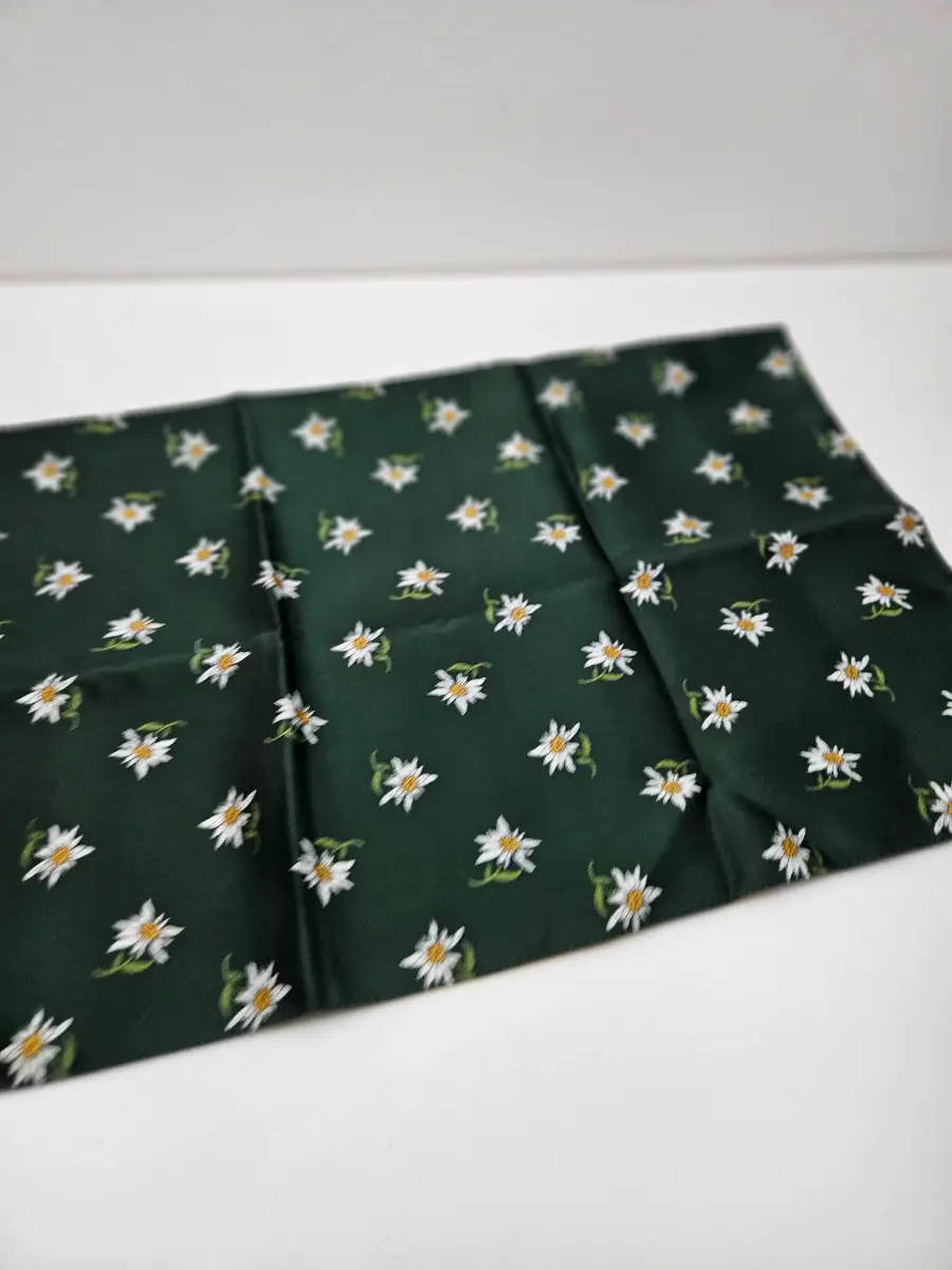 Franzl Green Flower Square Scarf  Made In Italy