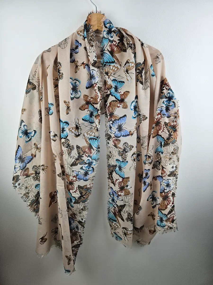 Butterfly Scarf Large Light Pink Apricot
