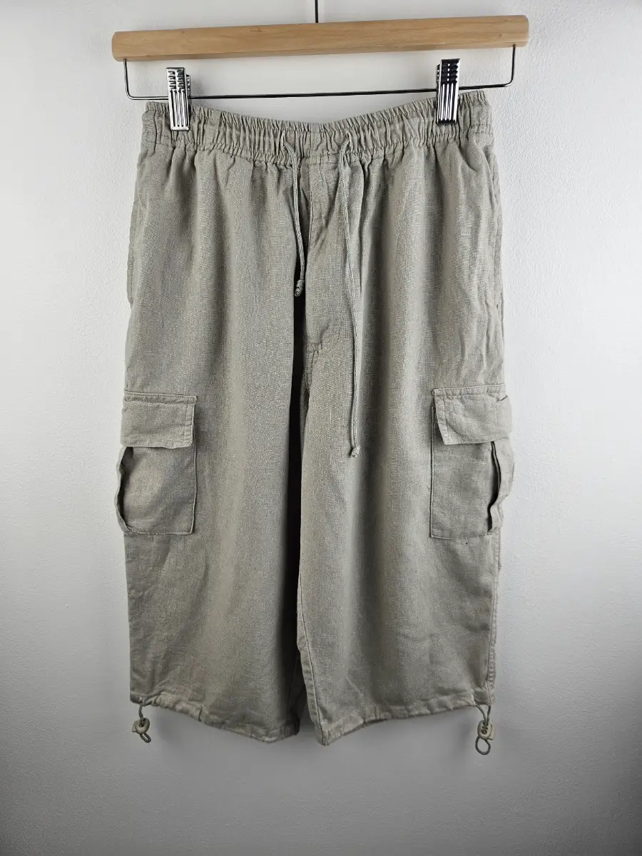 Mr Gopes Camel Beige Cargo Shorts Linen Blend Size Medium