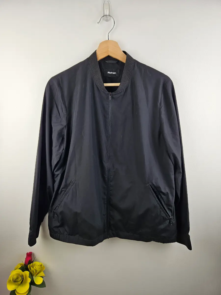 black Rohan Lightweight bomber Rain jacket textured collar Size 14