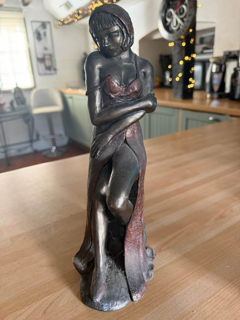 Frith Sculpture Paul Jenkins Seated Lady Figure 12" Bronze Effect Statue Made UK