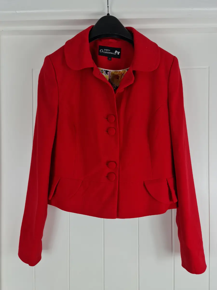 Papaya Occasion wear Red Cropped Blazer UK 12