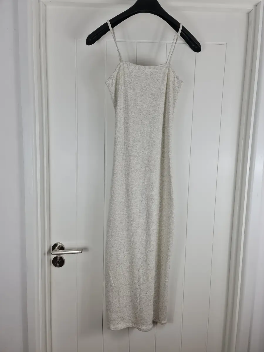 Grey Marl Strappy Maxi Dress Ribbed Stretch Bodycon UK 12 EU 40 Casual