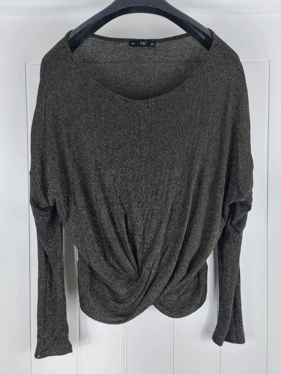 F&F Gold Metallic Twist Front Knit Top UK 14 Party Top