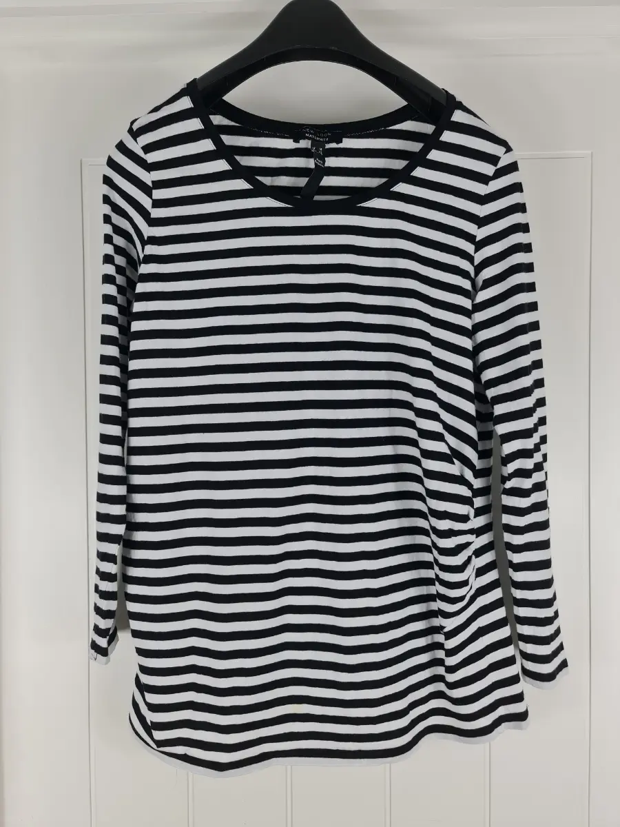 New Look Maternity Striped Long Sleeve Top Black White Cotton UK 14 Stretch