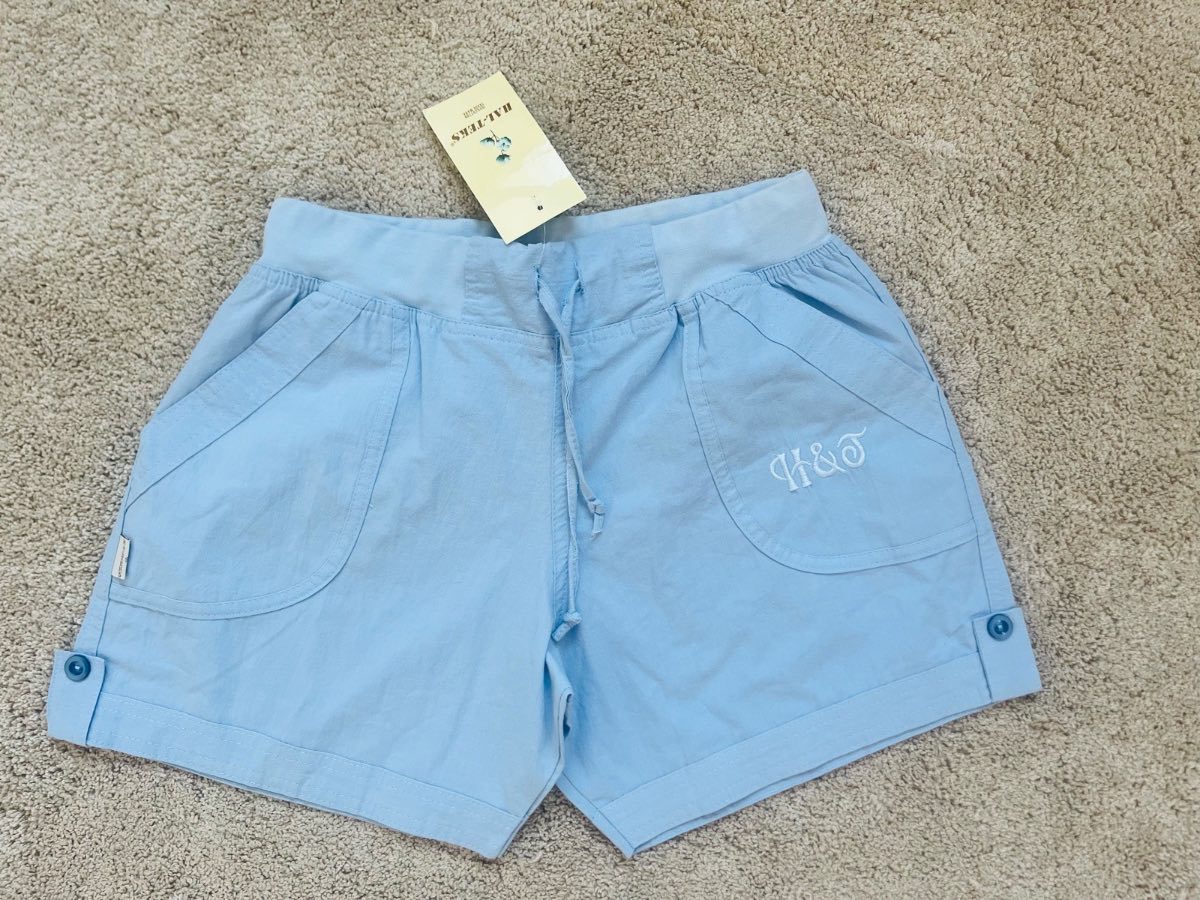 100% cotton high waisted light blue shorts, BNWTs- size 8/10