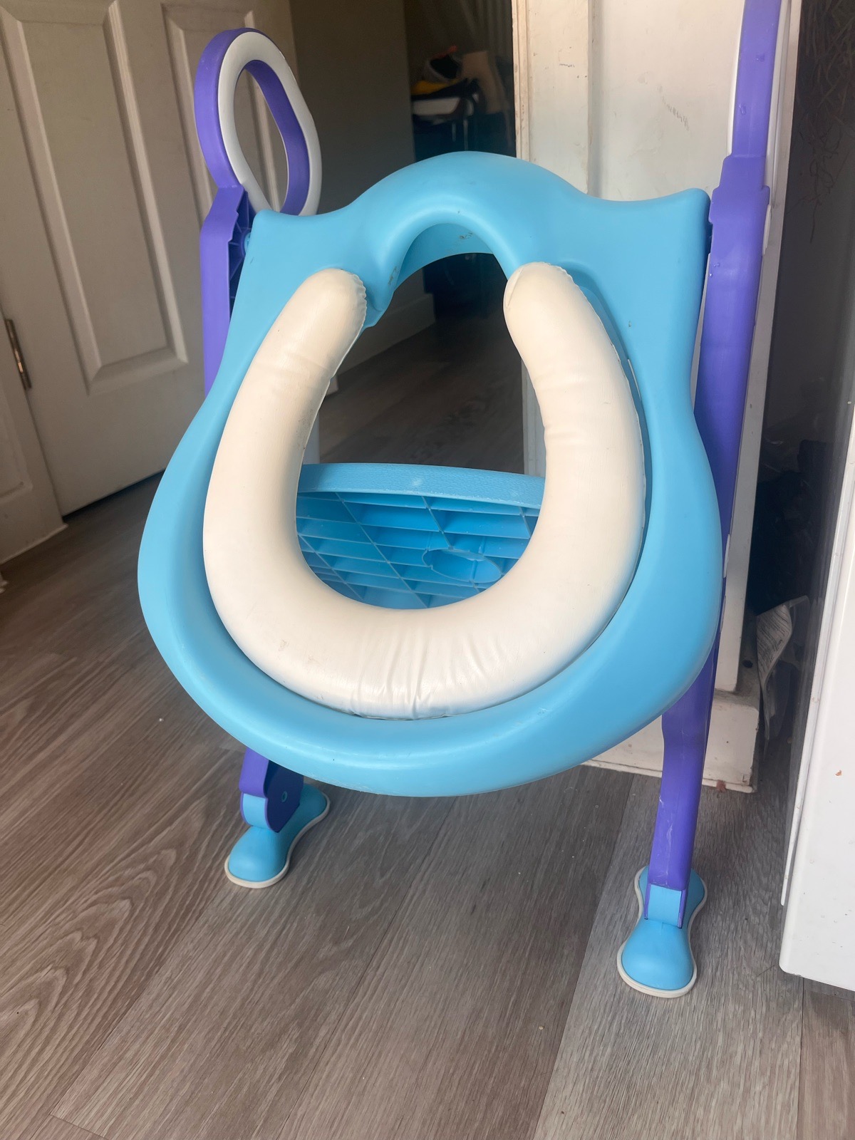 Toddler Potty Training Toilet Seat Ladder Step Stool Chair Blue Purple Adjustable