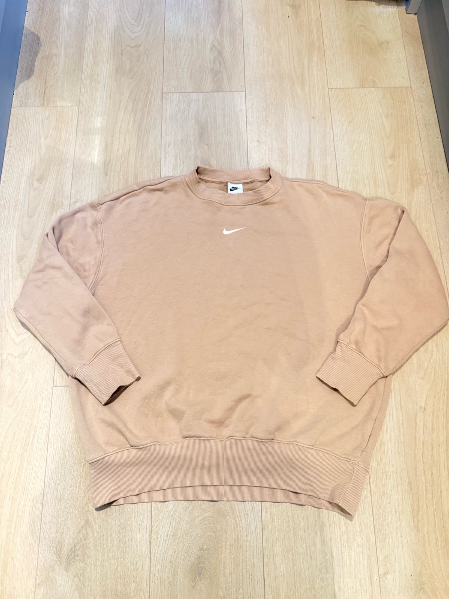 Nike Beige Crew Neck Pullover Sweatshirt Long Sleeve Logo Size S