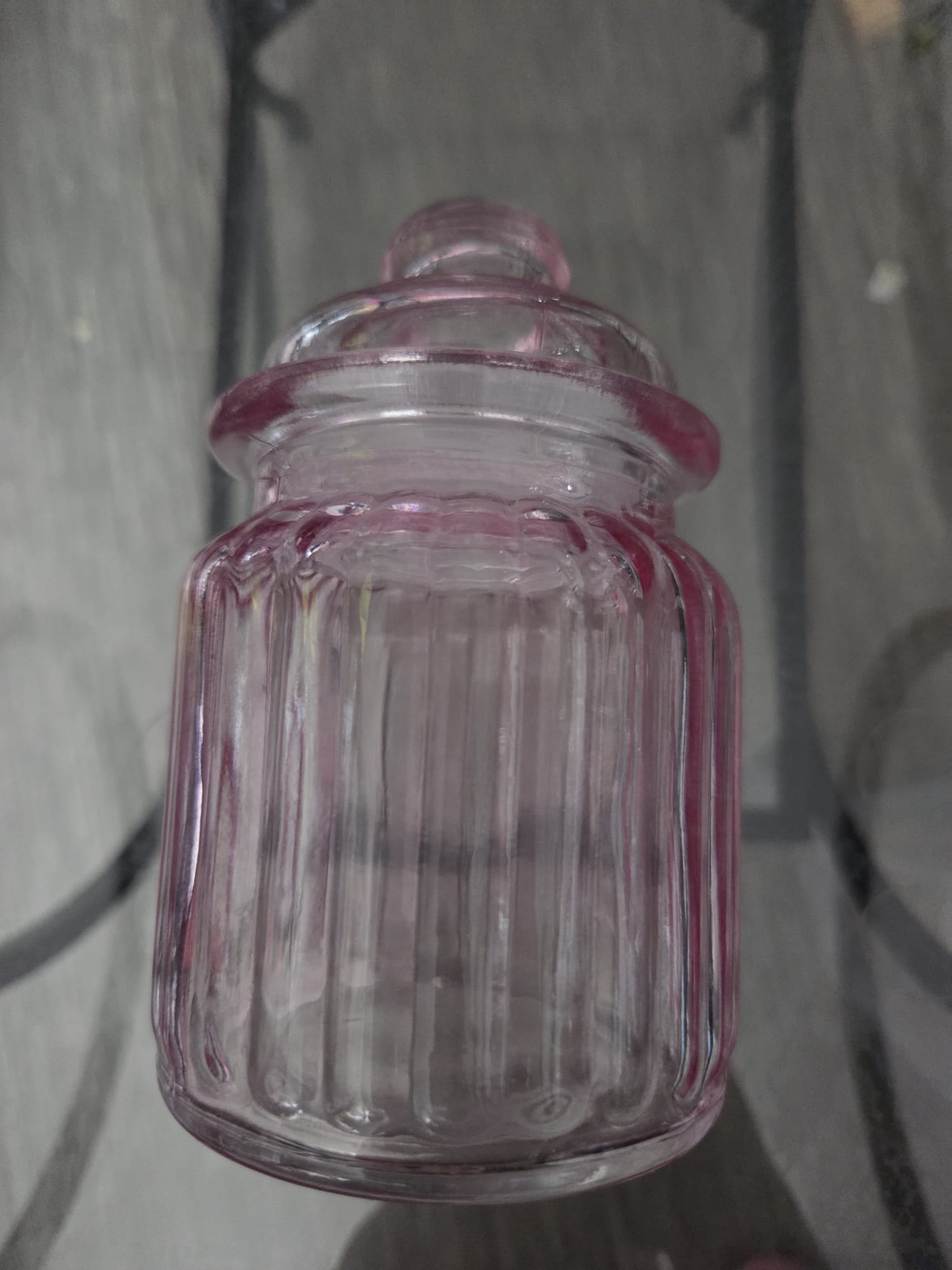 Small Pink Glass Jar.