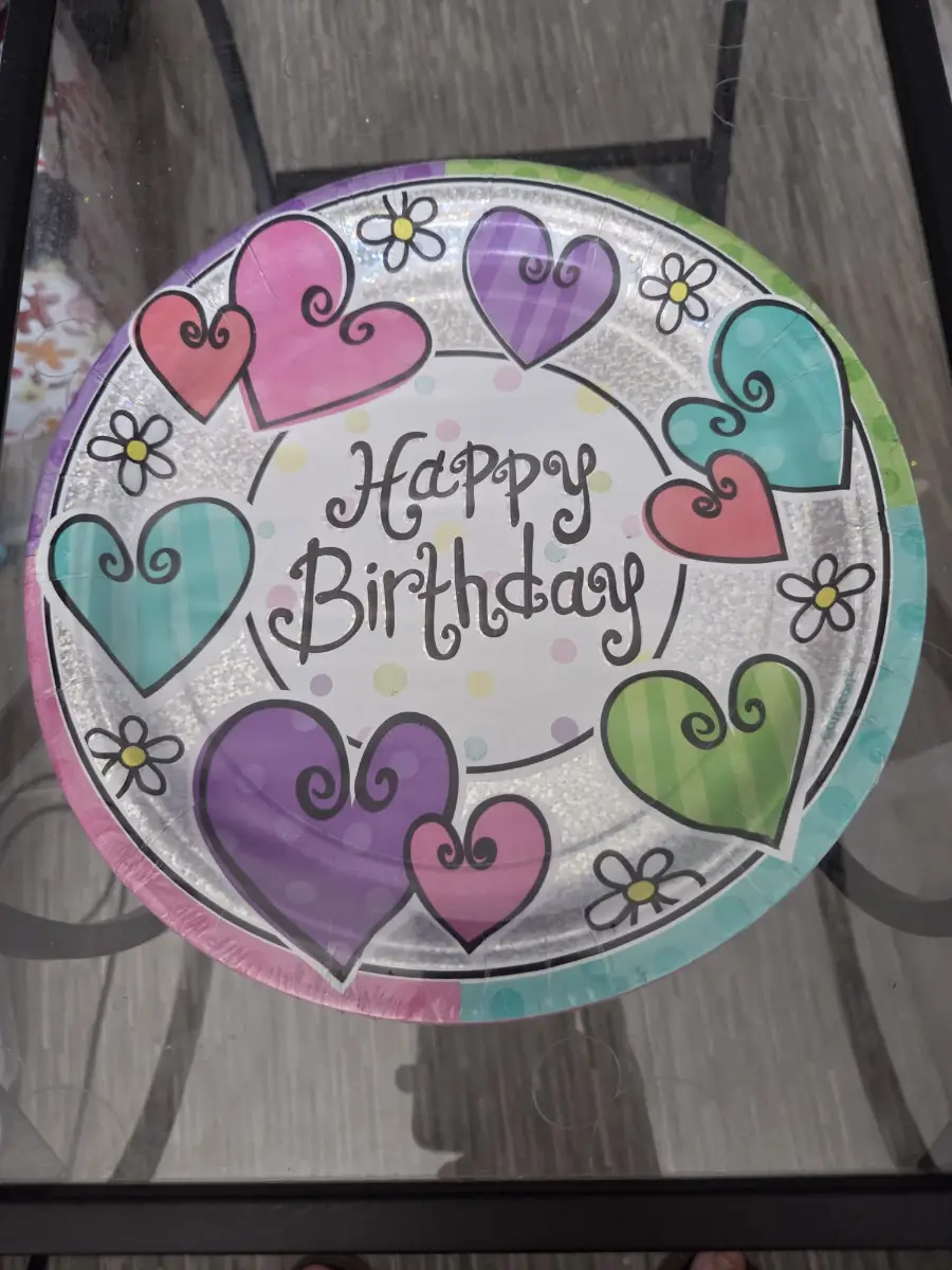 Hearts And Flowers Birthday Plates.