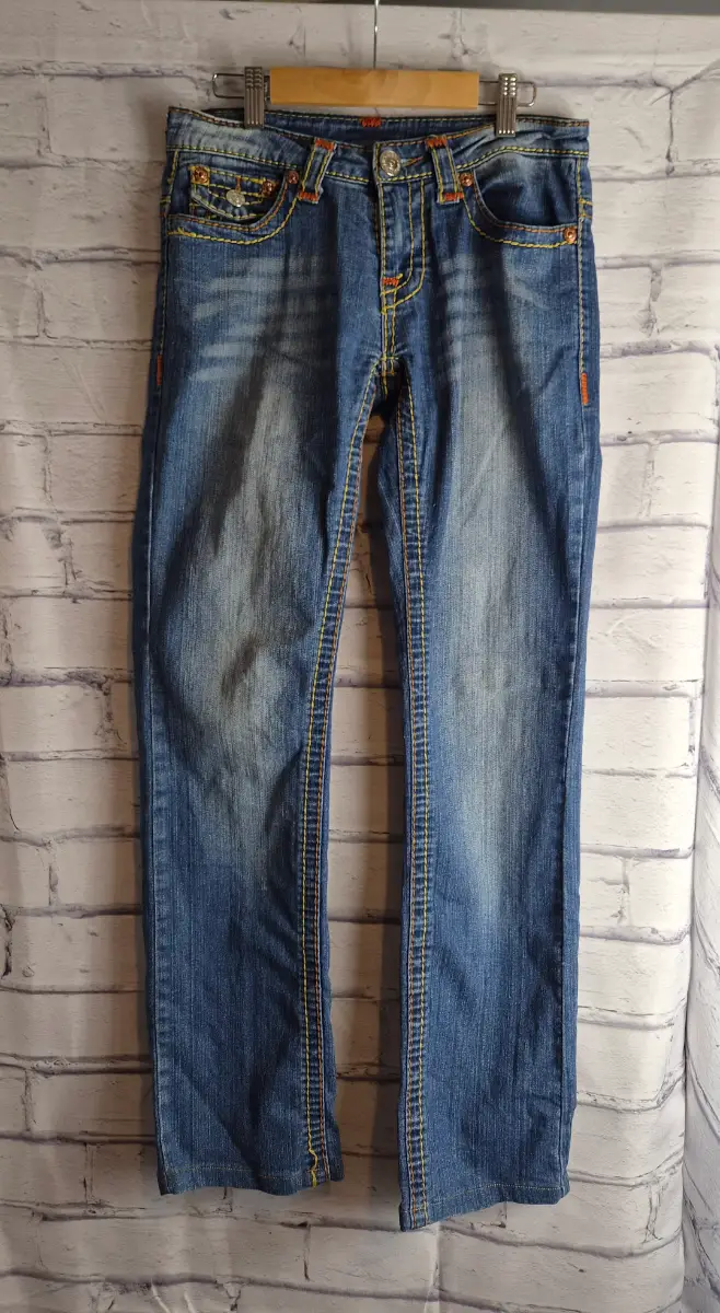 Vintage True Religion Blue Denim Beaded Jeans Size Waist- 26 UK 6/8