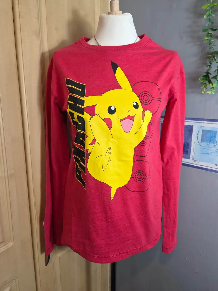 Pokémon Pikachu Long Sleeved Red Tunic Top Size XL UK 12/14