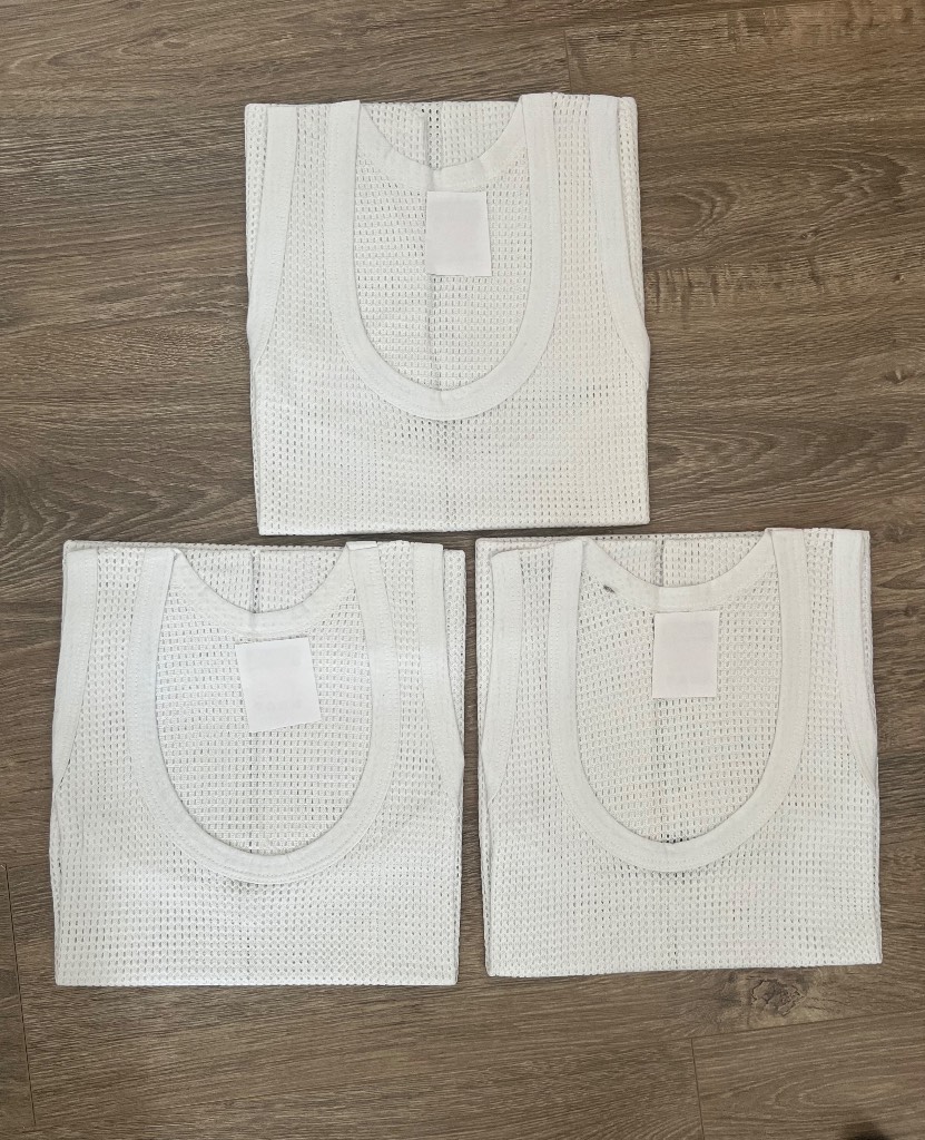 Large payden mesh Vests. 100% Cotton . 3 In A pack,