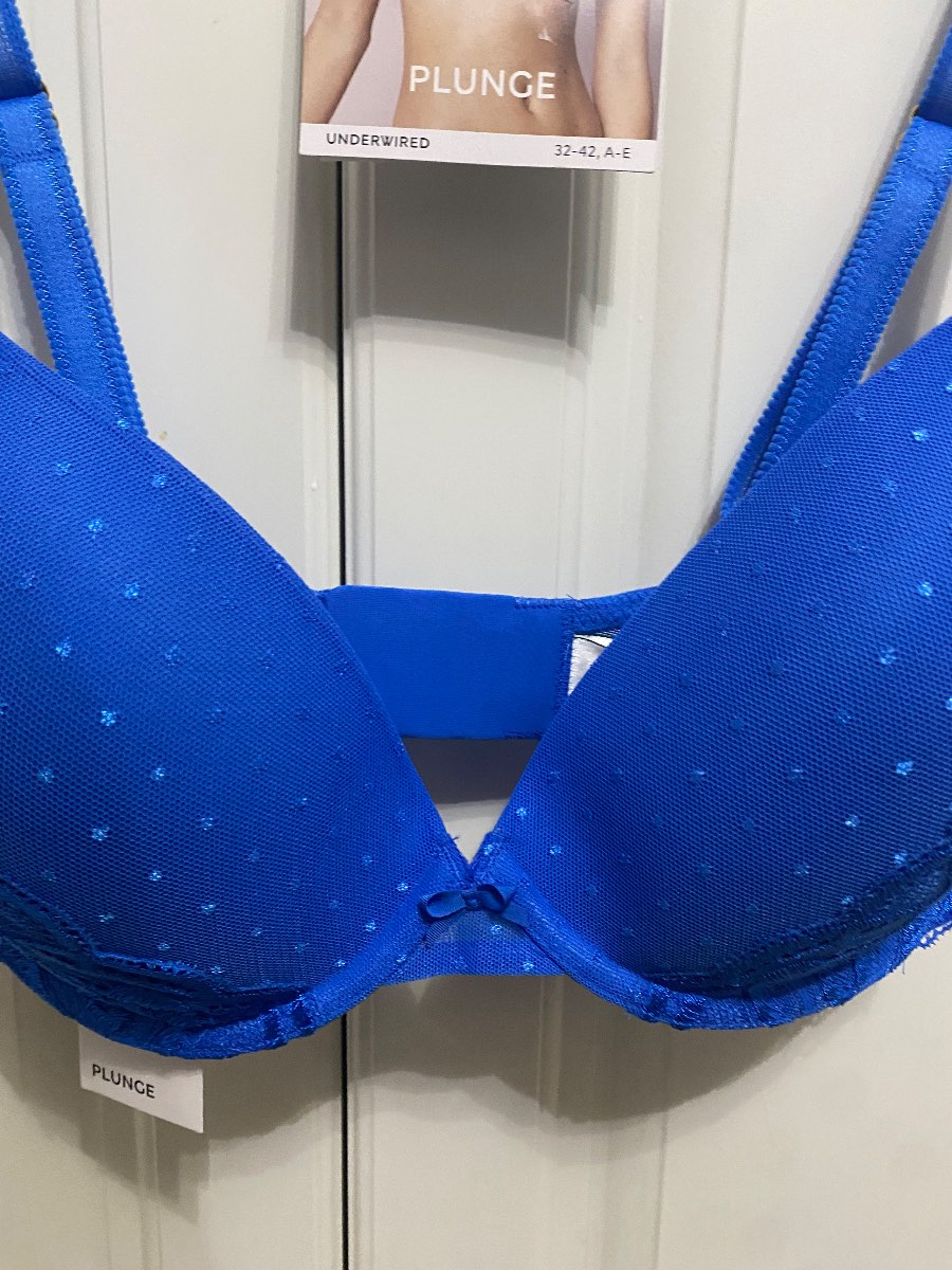 M&S Quality Ladies Bra Size : 32DD BNWT blue padded plunge bra blue