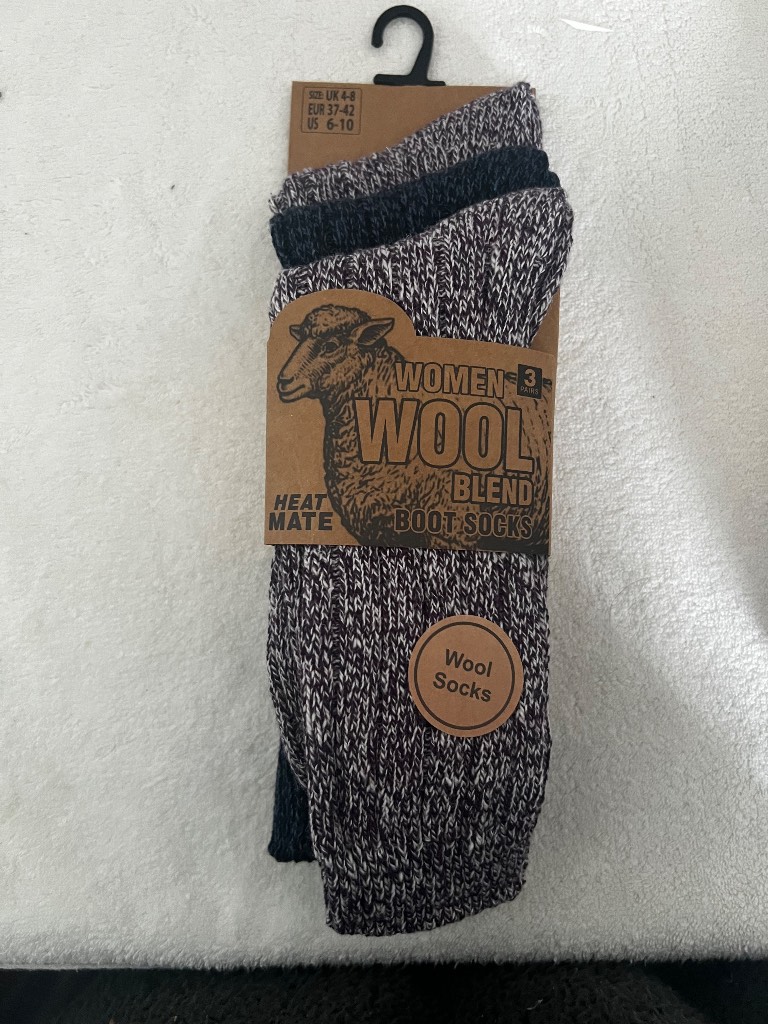ladies Heat Mate Thermal Wool Blend BOOT Socks size 4-8 BNWT