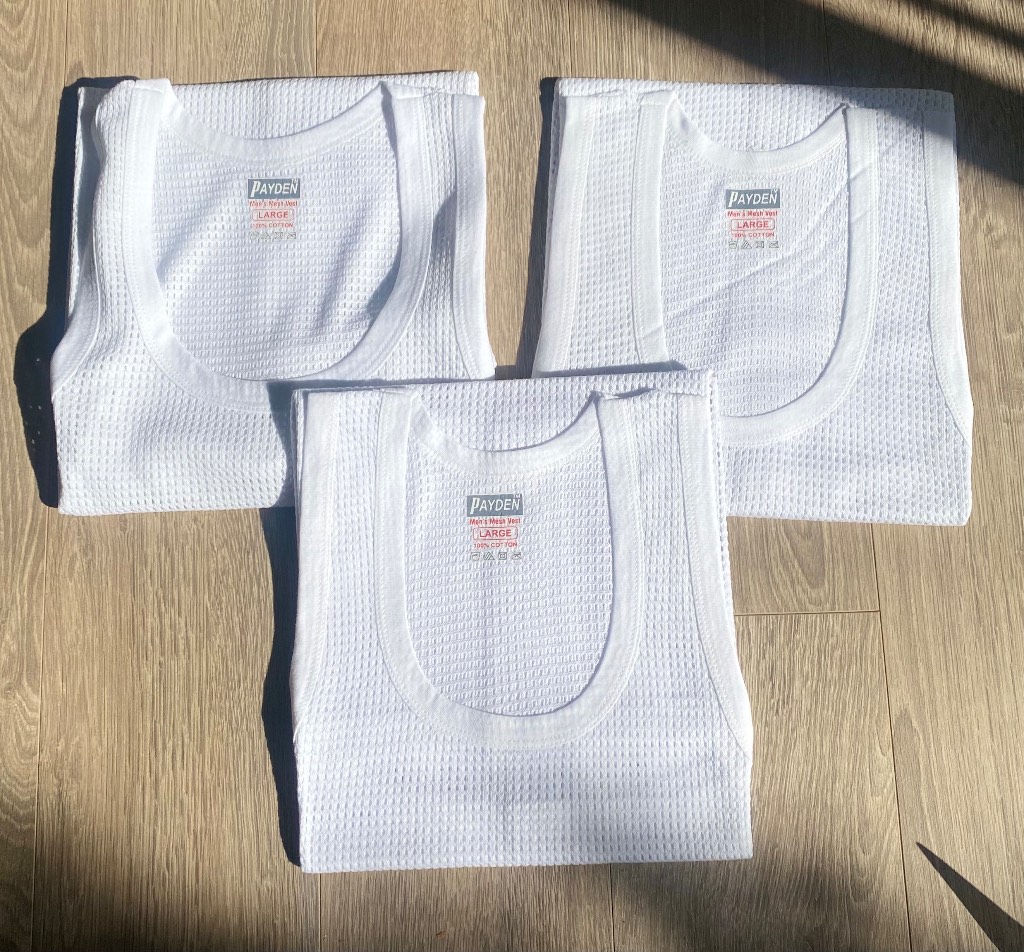 M Men Payden Mesh Vests. 100% Cotton . 3 In A pack, For Everyday Use