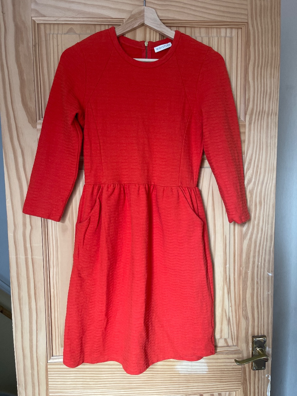 Whistles Red/Orange textures dress with pockets