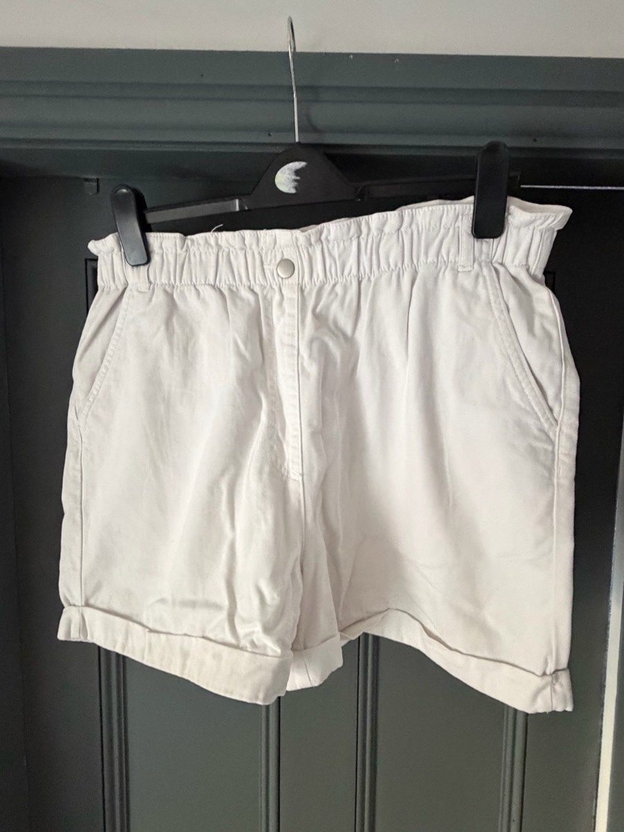White paper bag style shorts