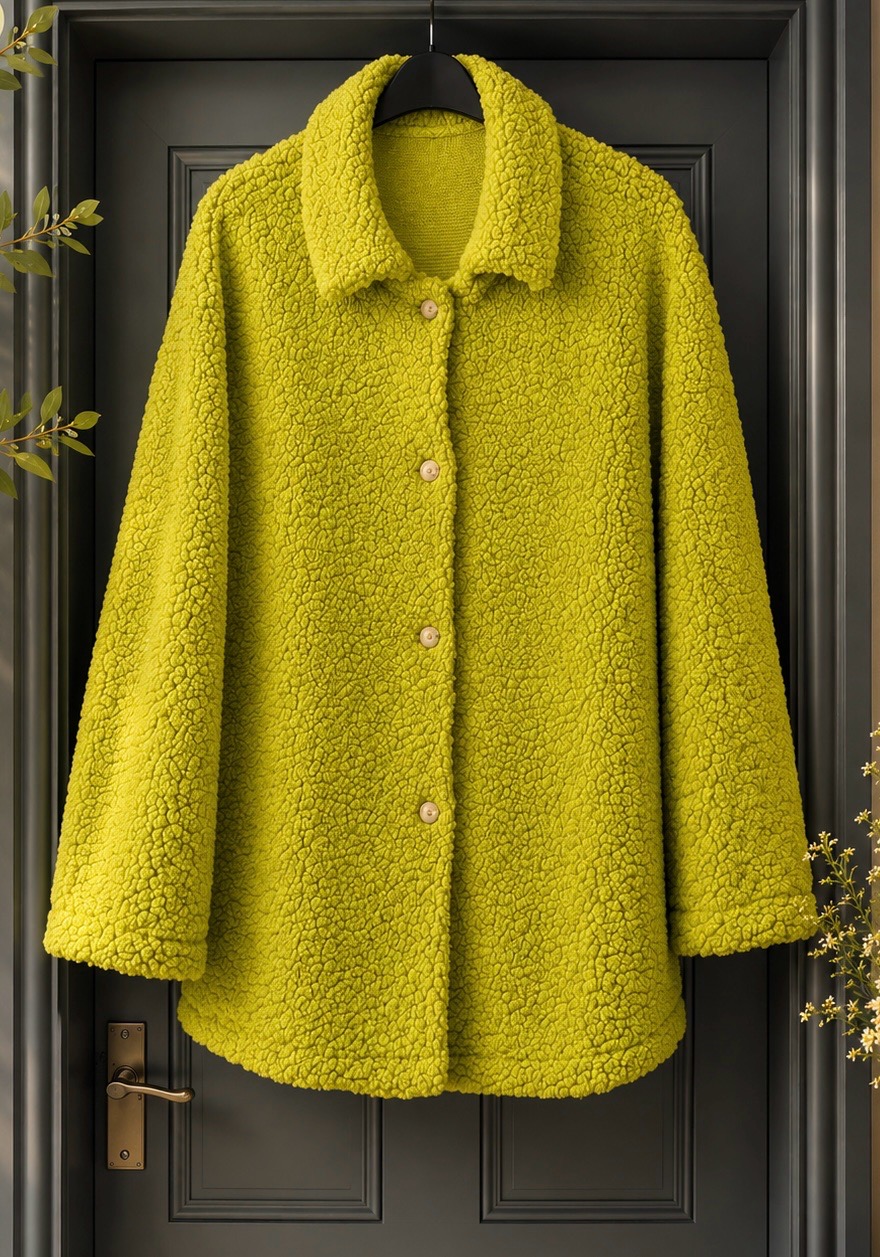 Lime green fleece style shacket