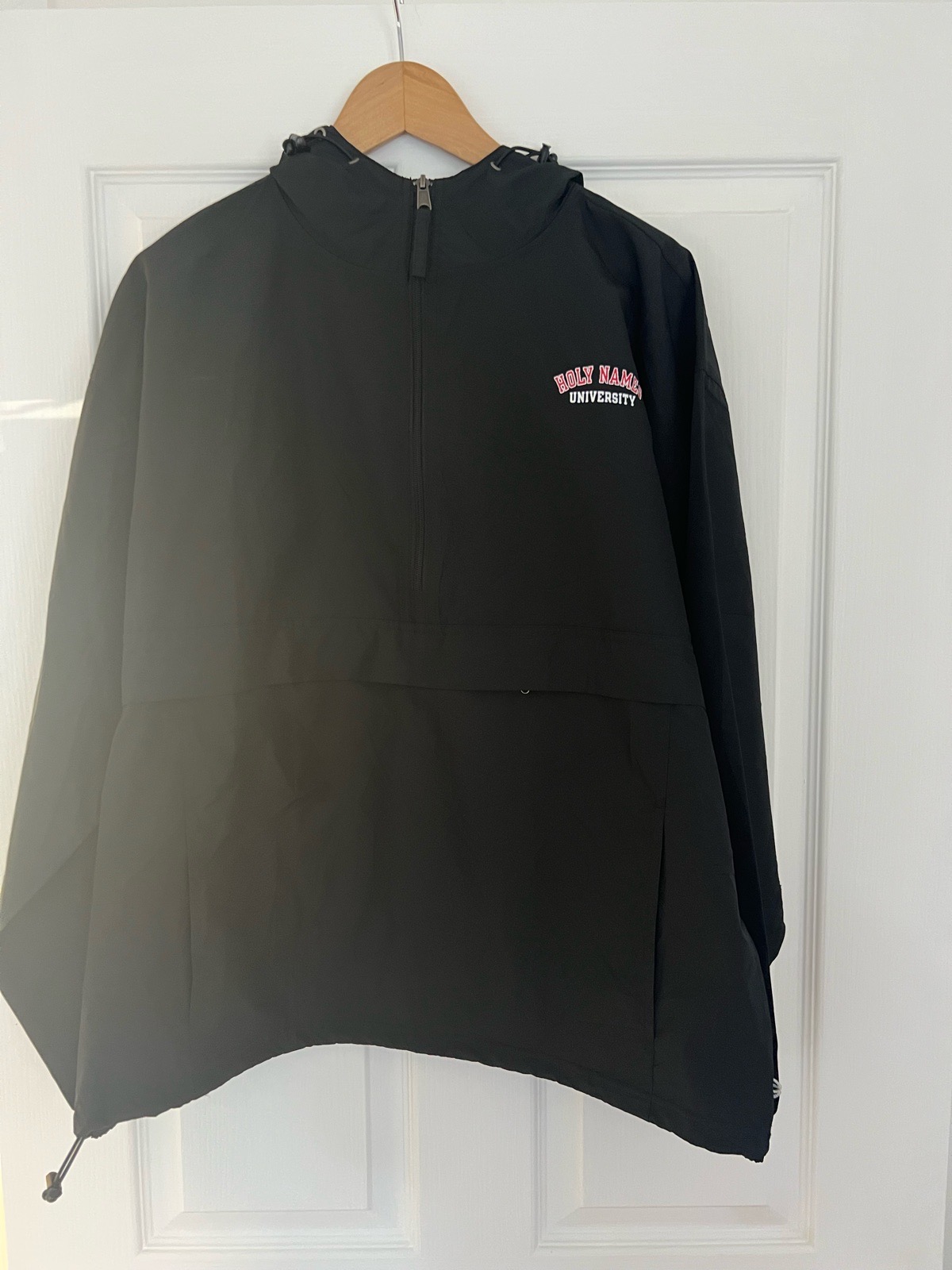 Champion Windbreaker Black Large Half Zip Uni Logo Excellent Condition Men's