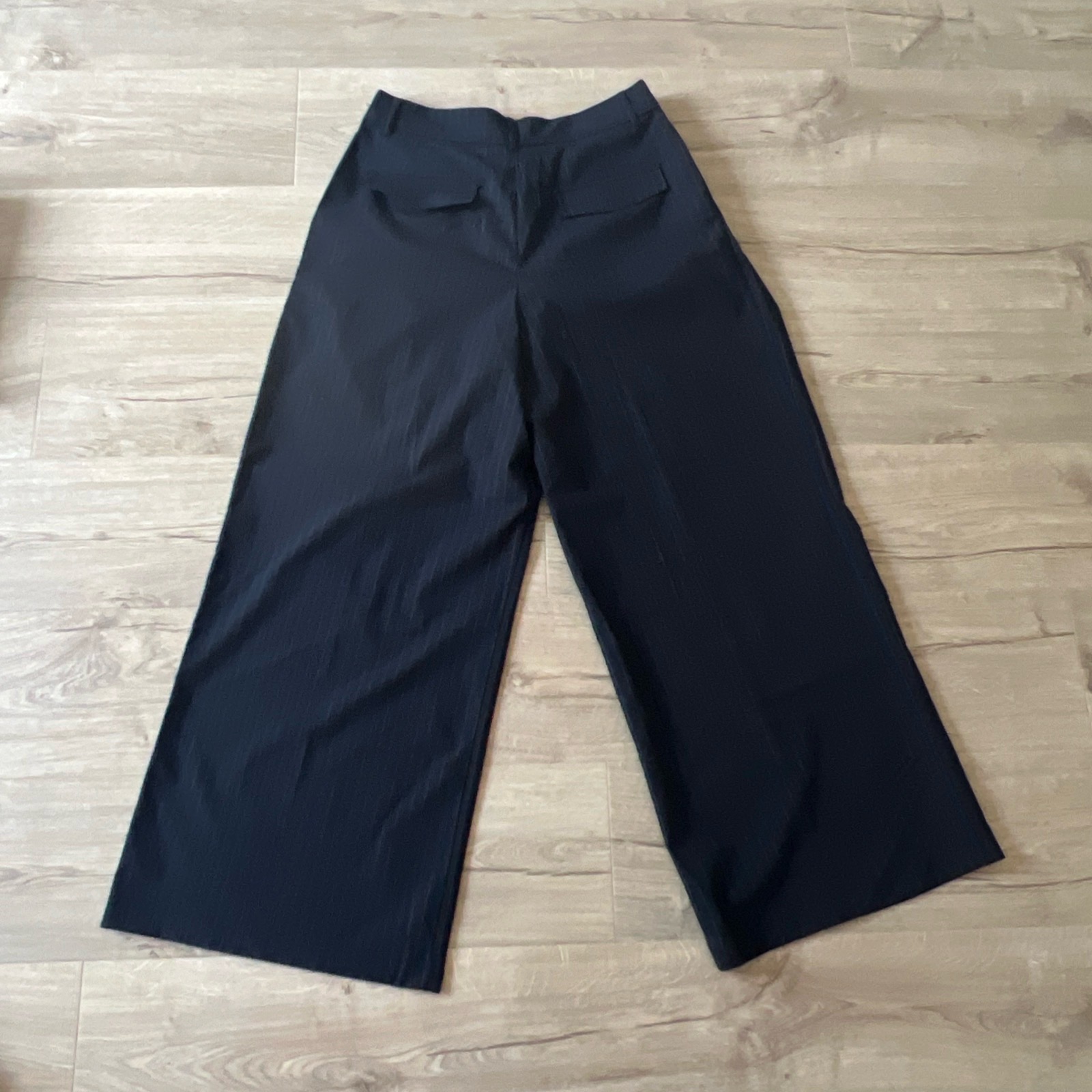 Zara Mid-waist trousers Navy & White Pin Stripe Women Large 4391/517/043