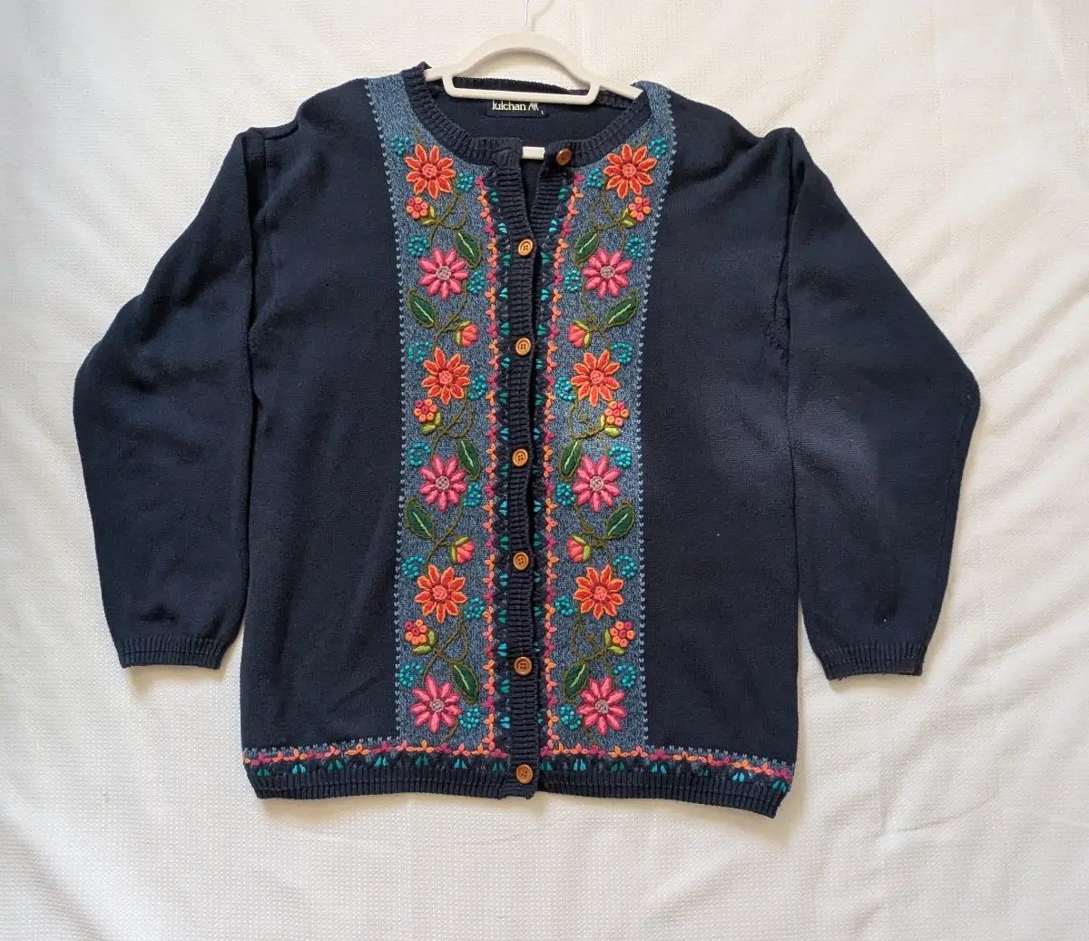Tulchan 100% cotton cardigan, flower design