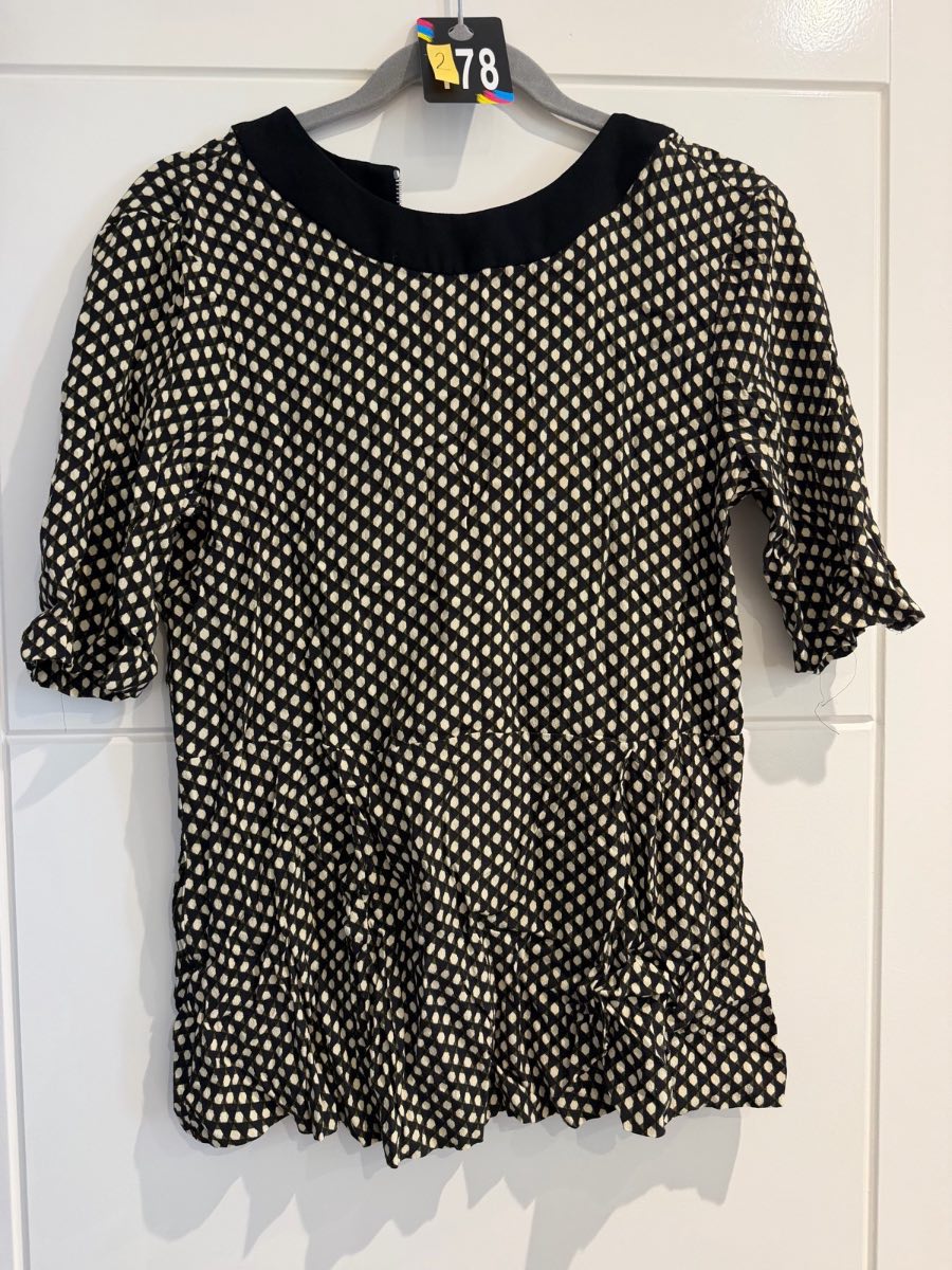 Zara zip neck blouse size Euro Large black, cream and Khaki - Preloved