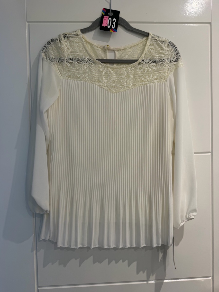 Made in Italy cream layered pleated top one size (approx 10-14uk