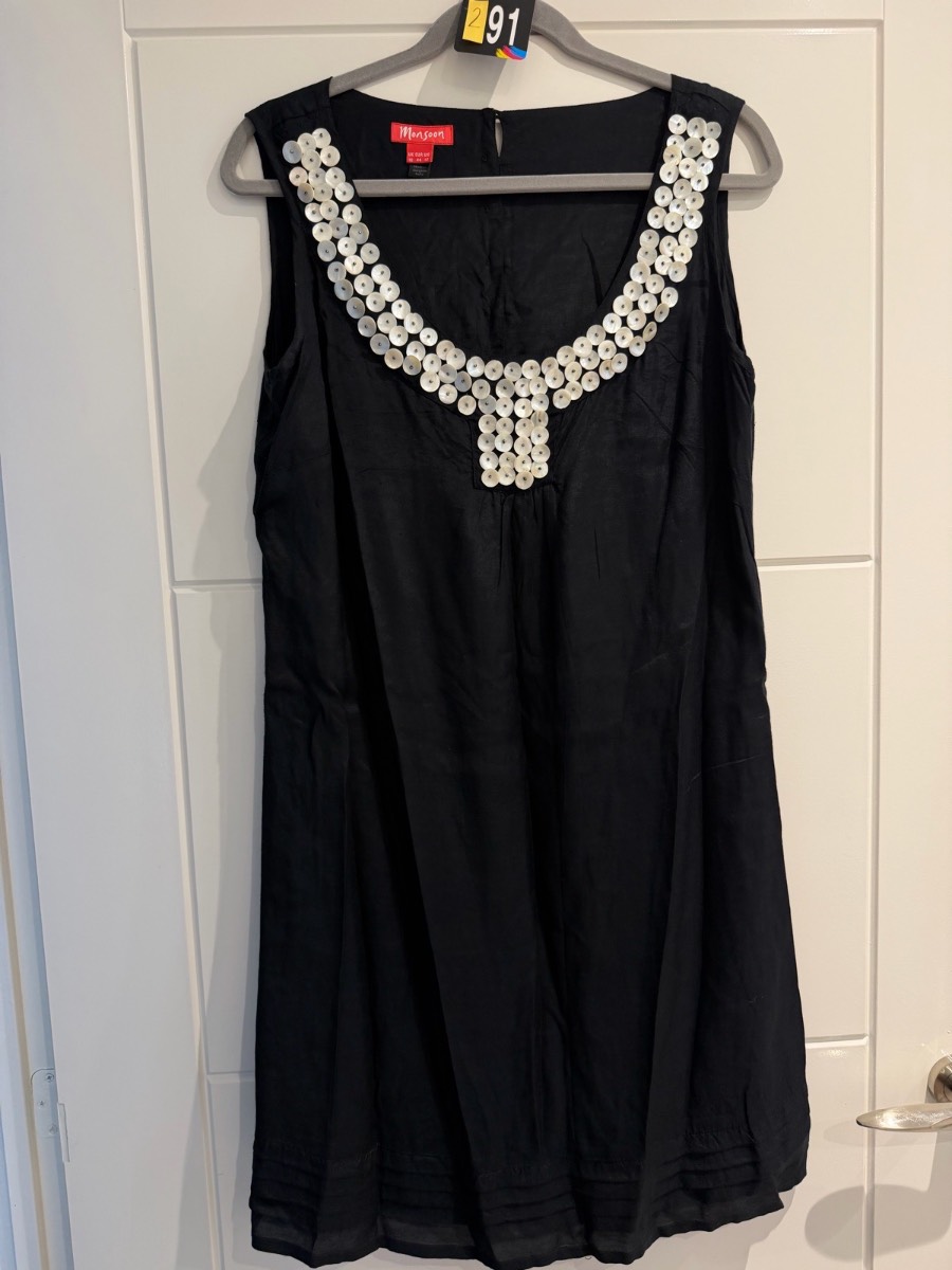 Monsoon Shell embellished neck line black dress size 16 - Preloved