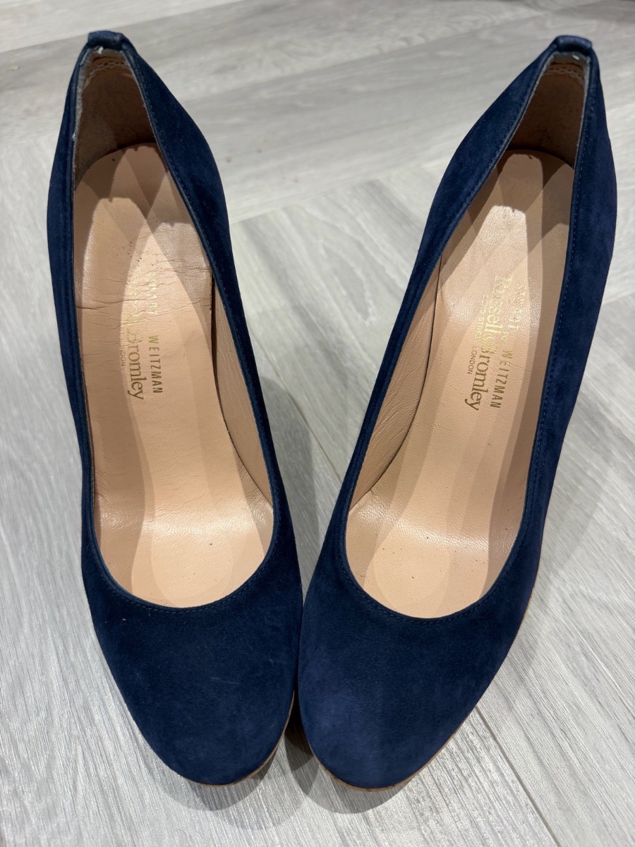 Russell and Bromley Stuart Weirzman Navy wedge shoes size 7 - Preloved