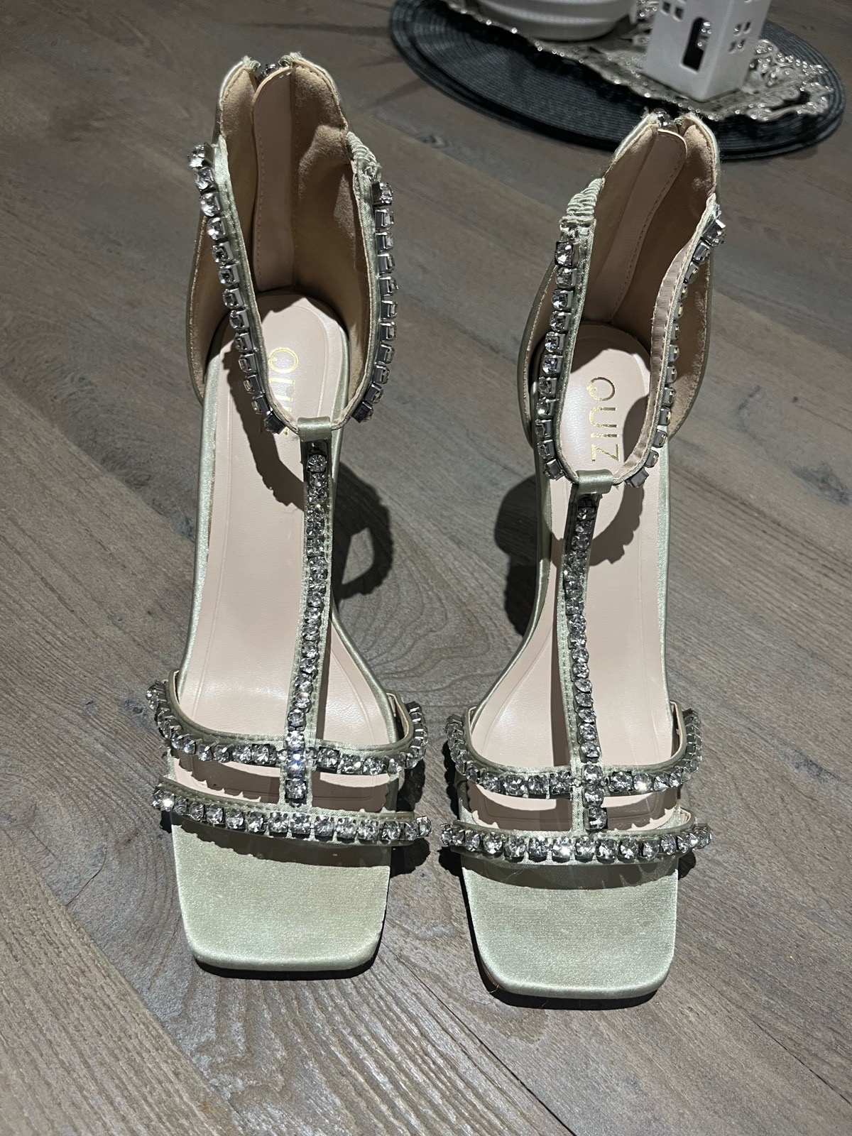 Quiz size 6 sage green embellished  heels