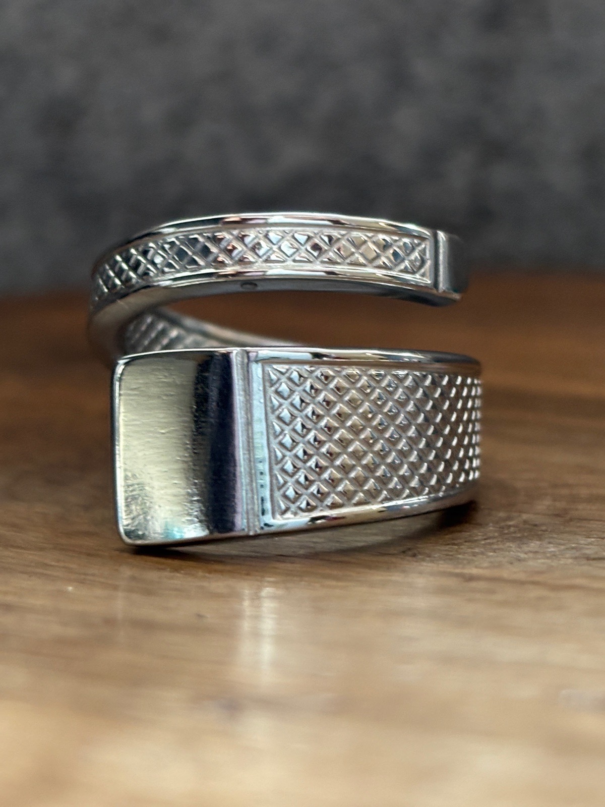 Heavy spiral spoon ring, stainless steel