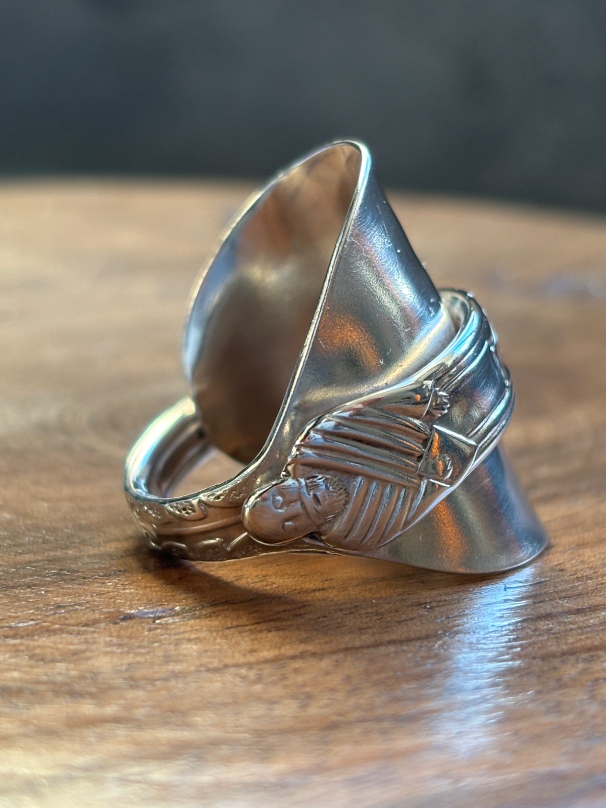Vintage silver plated Apostle spoon ring