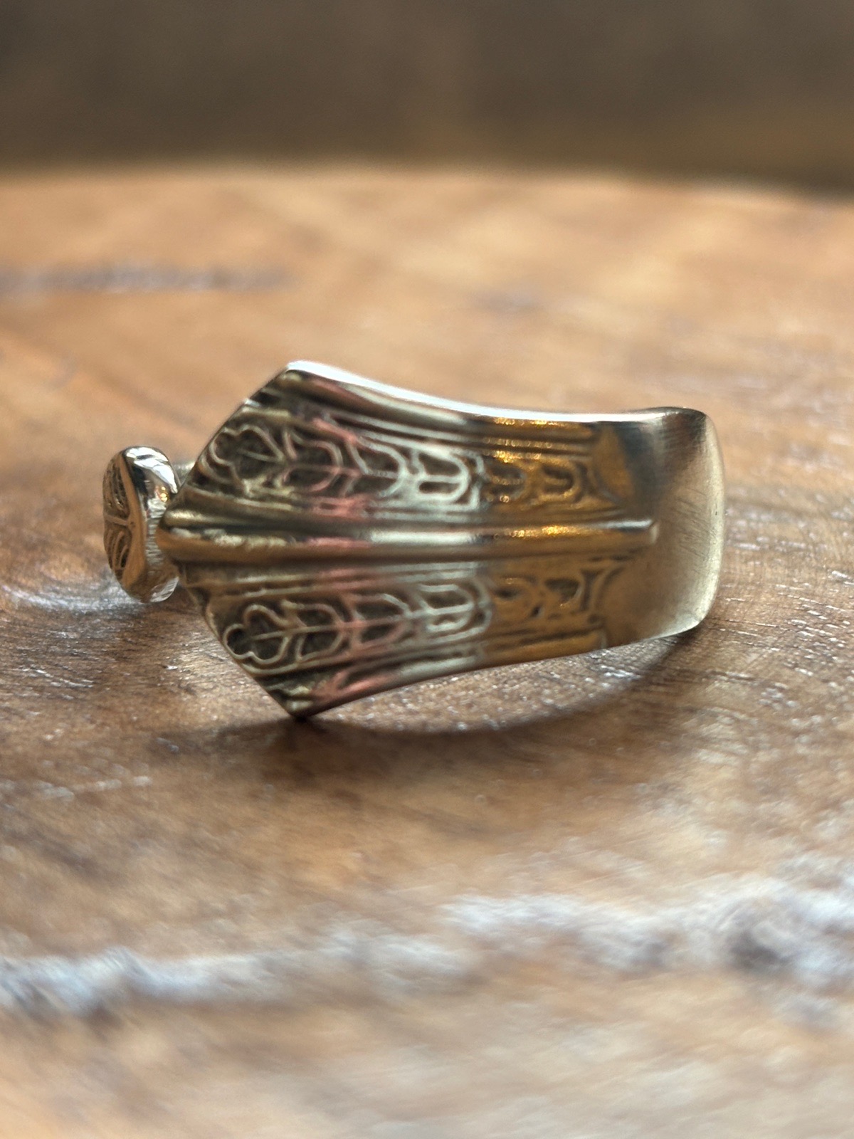 Unusual Vintage Spoon Ring, Size R