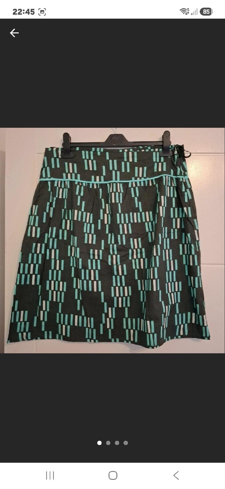 Mk-one ladies khaki blue white geometric cotton skirt size 12