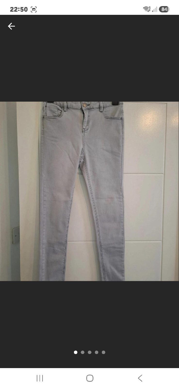 Newlook ladies light grey super skinny jeans size 14