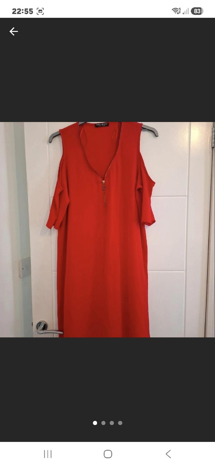 Select ladies red modern cold shoulder shift style dress size 14