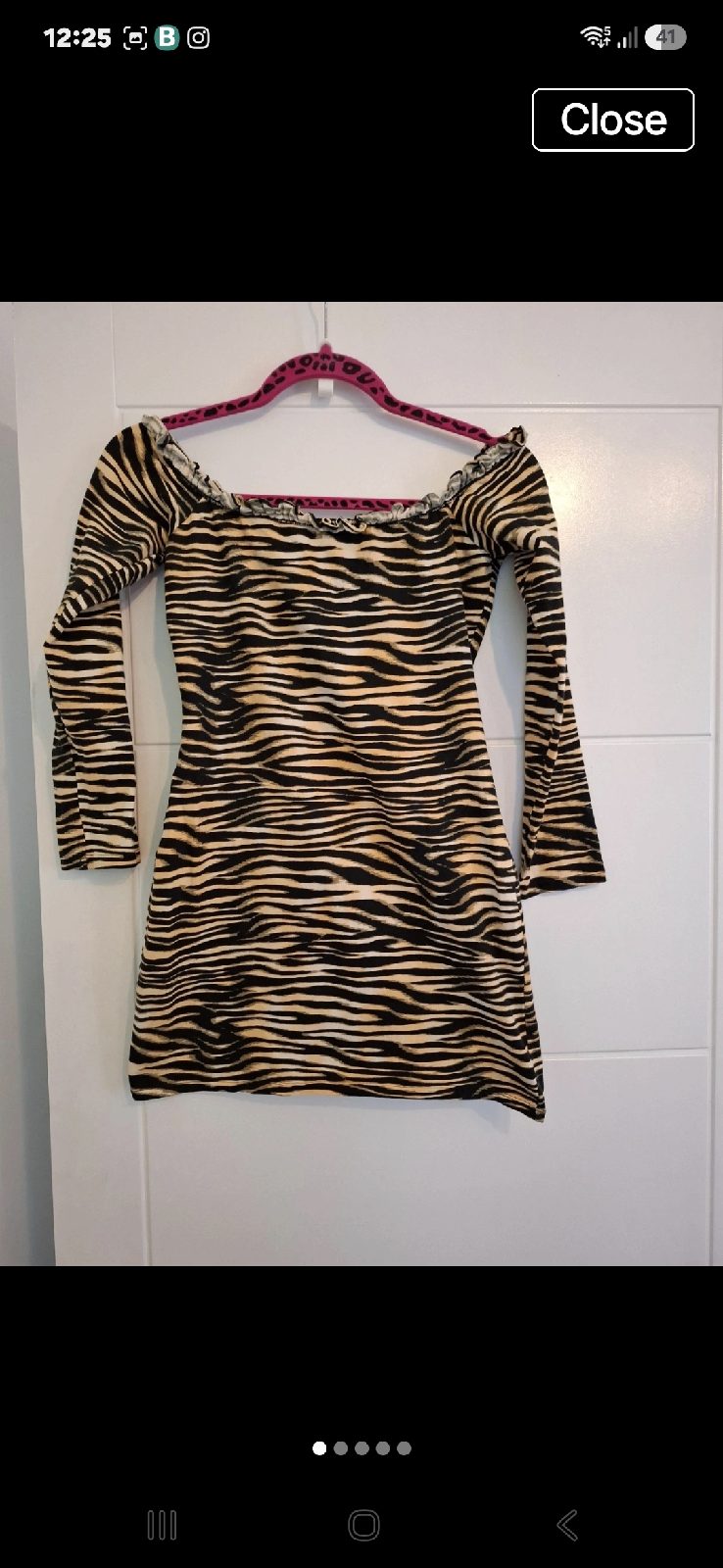 Motel ladies black yellow khaki animal patterned modern short dress size 8 small