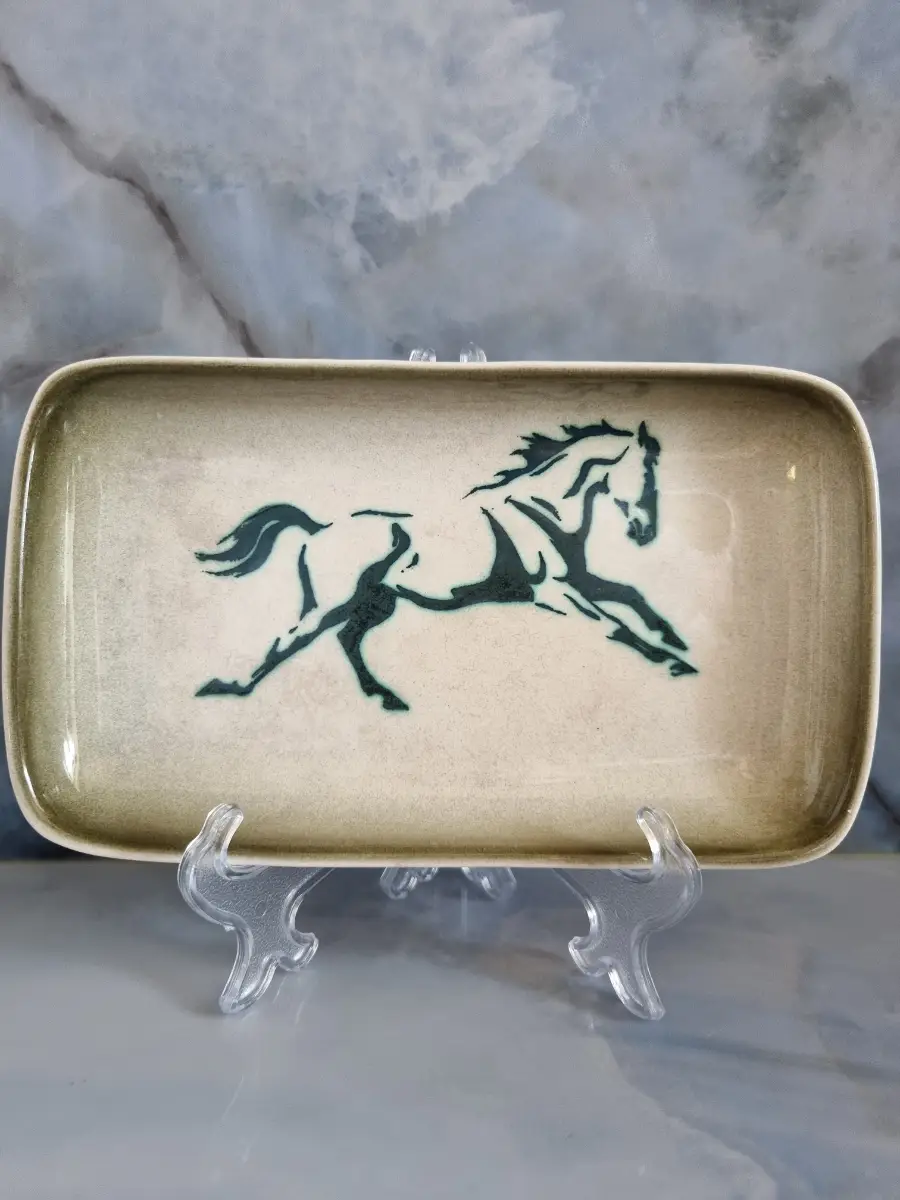 Vintage Honiton Pottery Devon England Rectangular Horse Tray Mid-Century
