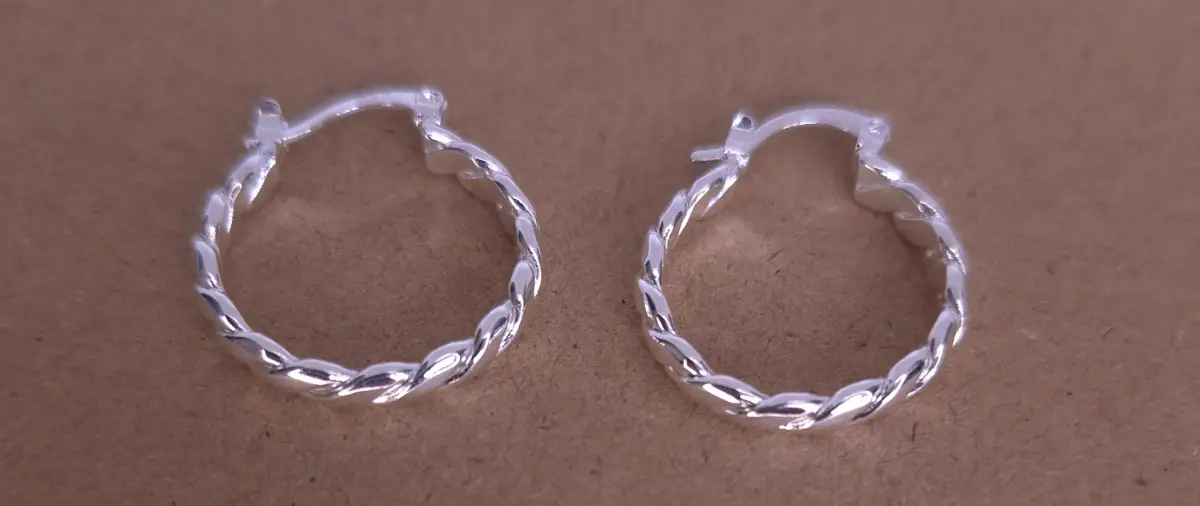 925 Sterling Silver Twisted Hoop Earrings 2cm