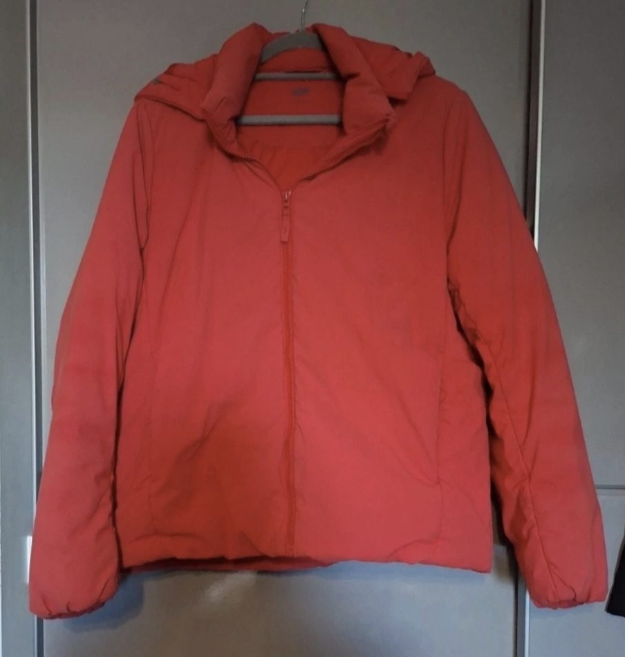 Red Uniqlo puffer jacket