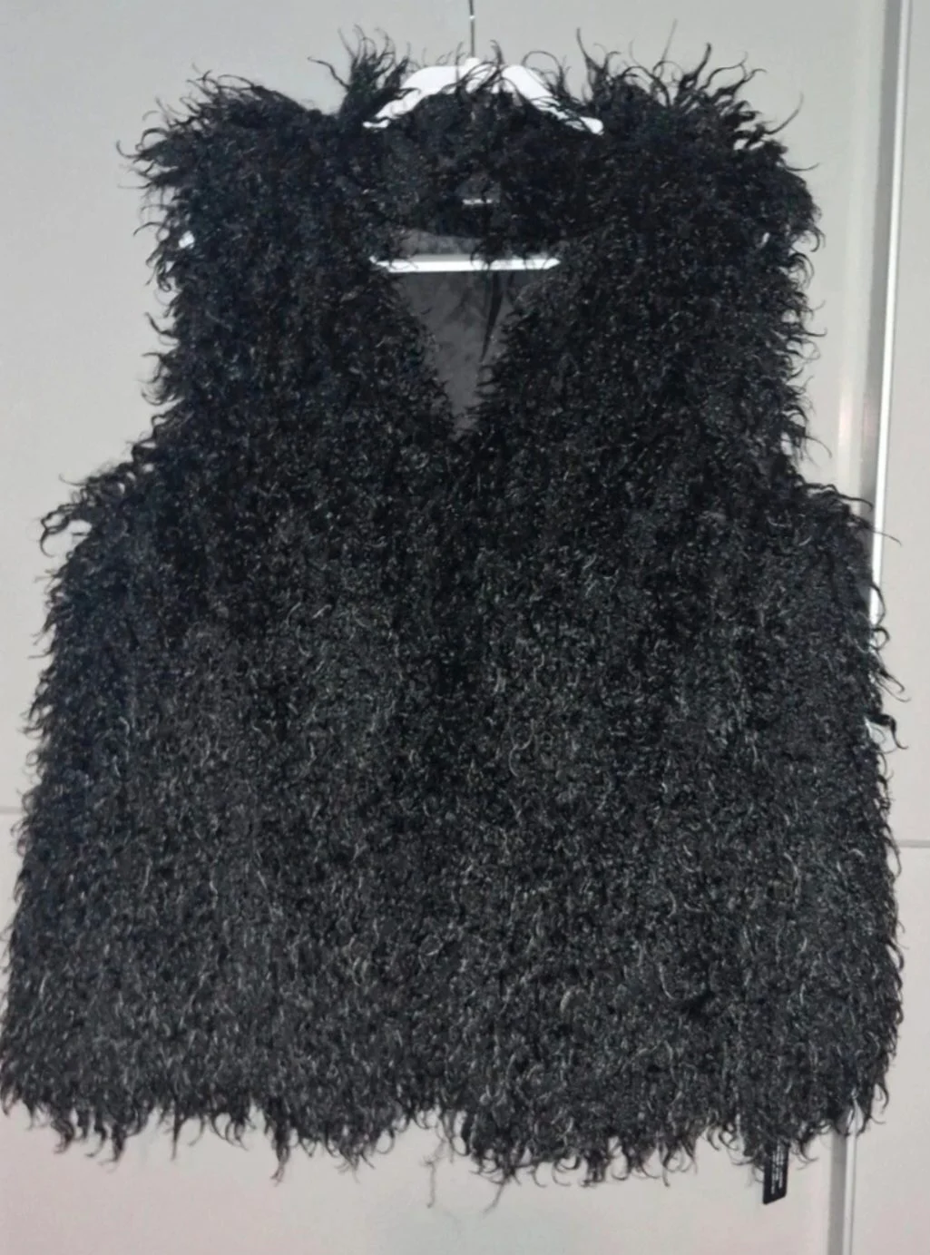 Black super soft faux fur gilet