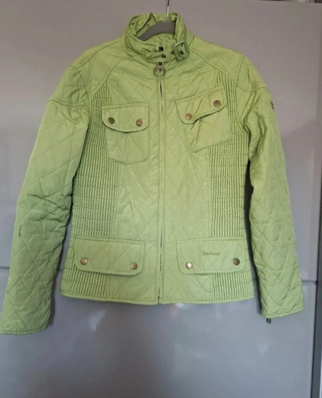 Green Barbour biker style jacket