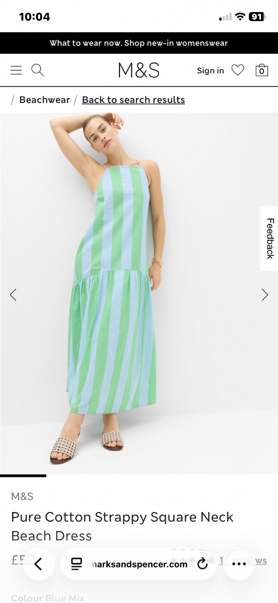 New Season Pure Cotton Strappy Square Neck Beach Dress
