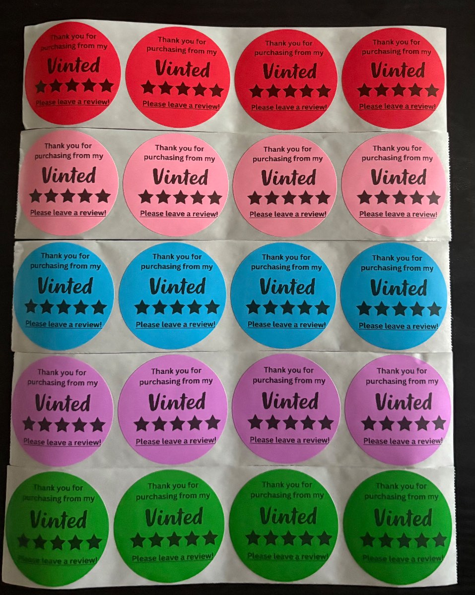 30 Mixed-Coloured Parcel Stickers -Thank you for purchasing from my Vinted Please leave a review