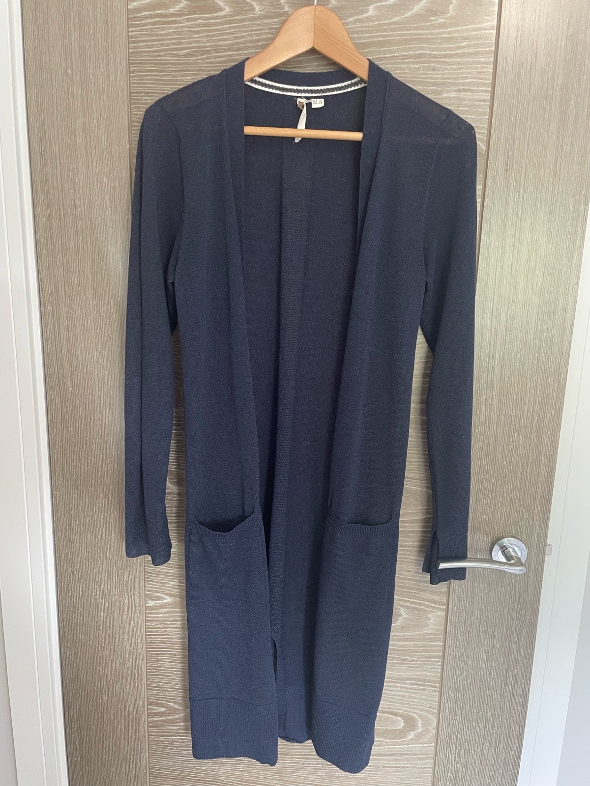 Classic White Stuff Navy Linen Longlined Duster Relaxed Lightweight Casual Layering Cardigan