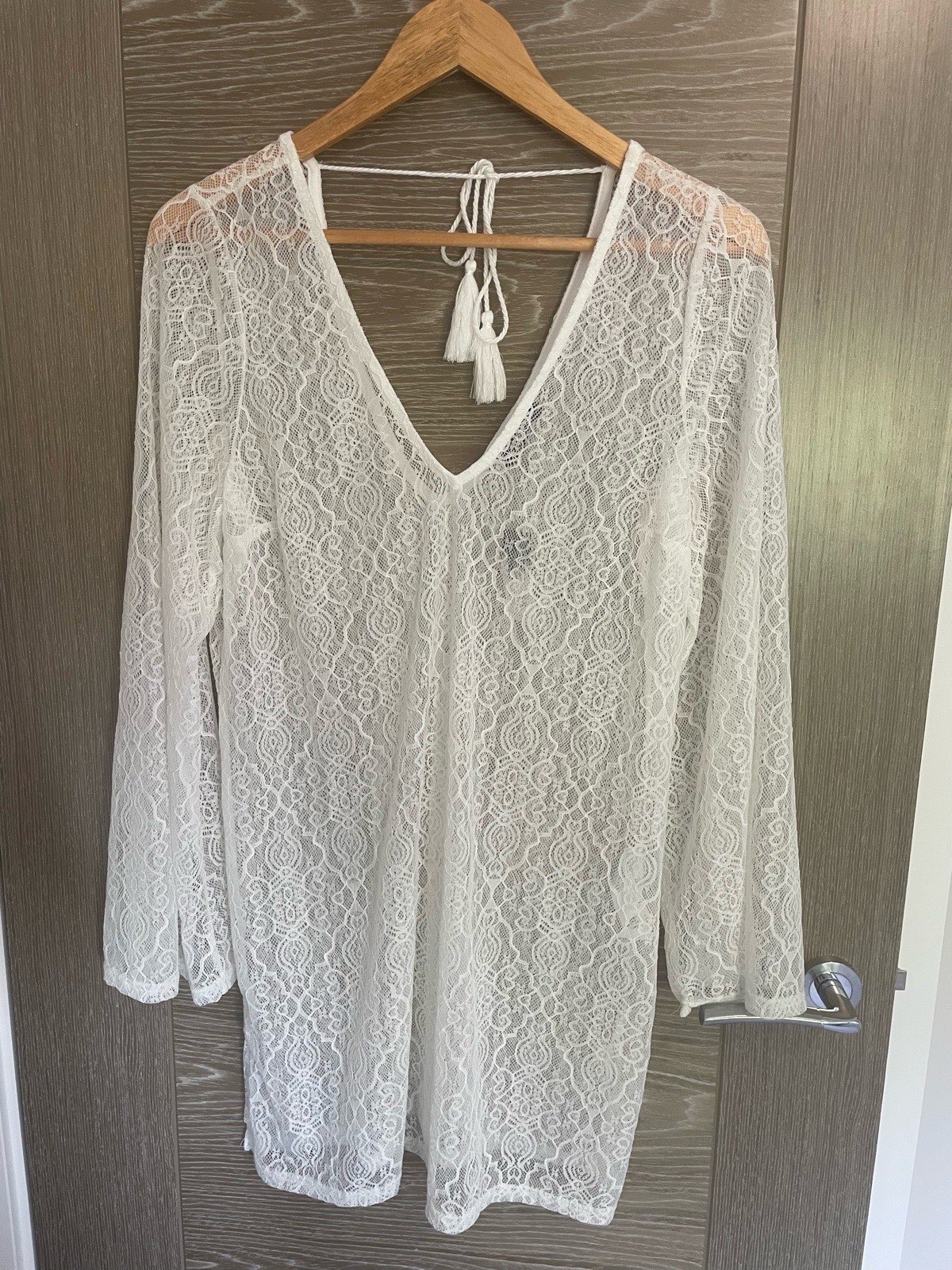 Stunning New Look White Lace Summer Holiday Bridal Beach Tunic Cover-Up Resortwear Dress - Size M
