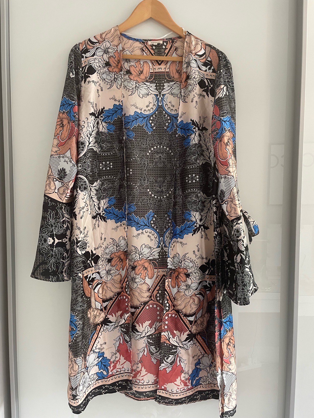 Gorgeous River Island Multi Print Summer Holiday Lightweight Kaftan Kimono Beach Cover-up - Size 12