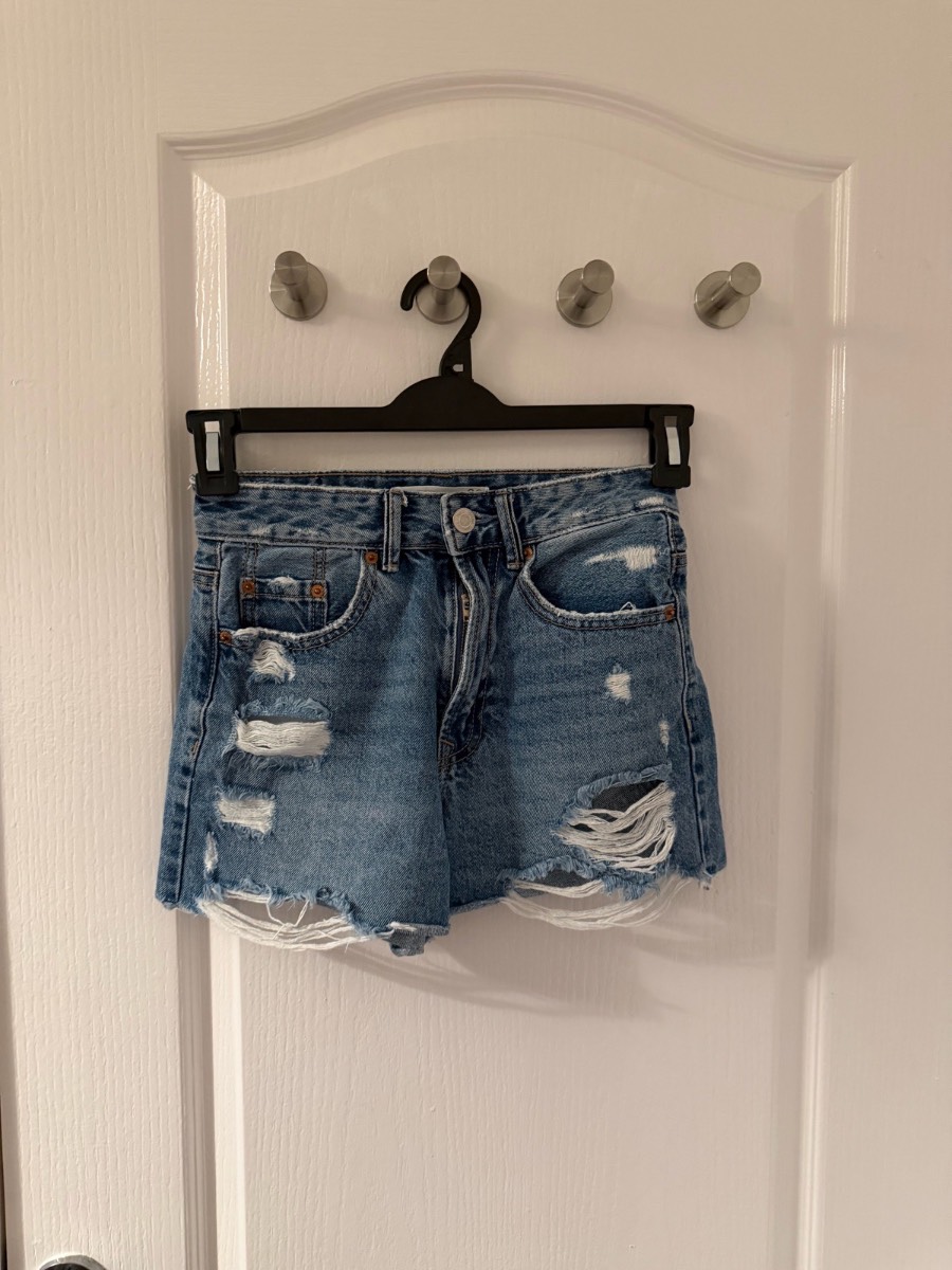Stradivarius Distressed Denim Shorts - Size 4